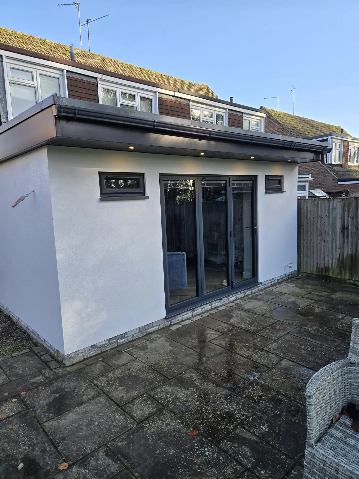 Rear blockwork extension in Maidstone after full silicone render finish